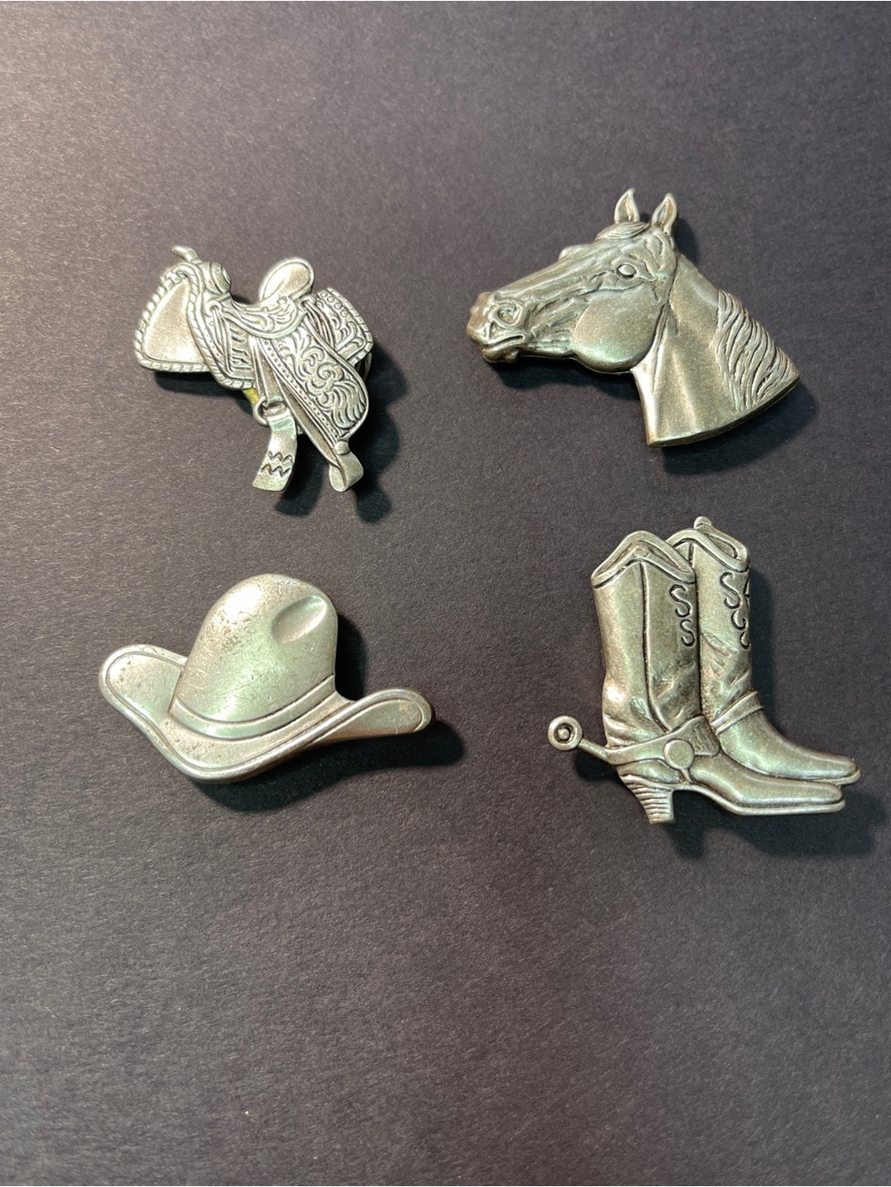 Western Button Covers Set of 4 - Silver Tone